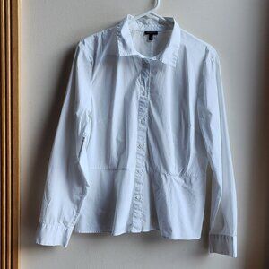 Talbots Crisp White Cotton Blend Button Down Shirt Size 16